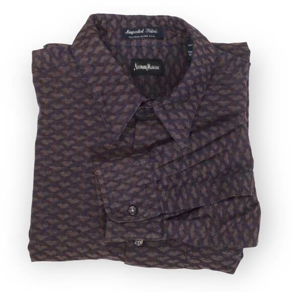 NEIMAN MARCUS Vintage Geometric Heart Pattern Men's Dress Shirt size M - Picture 1 of 5